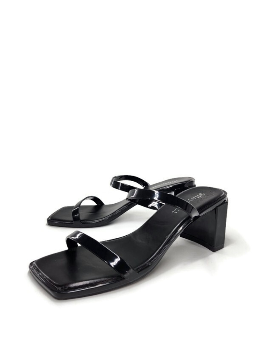 Jeffrey Campbell Jamm Black Jelly Strappy Square Toe Block Heel Slide-On Sandals